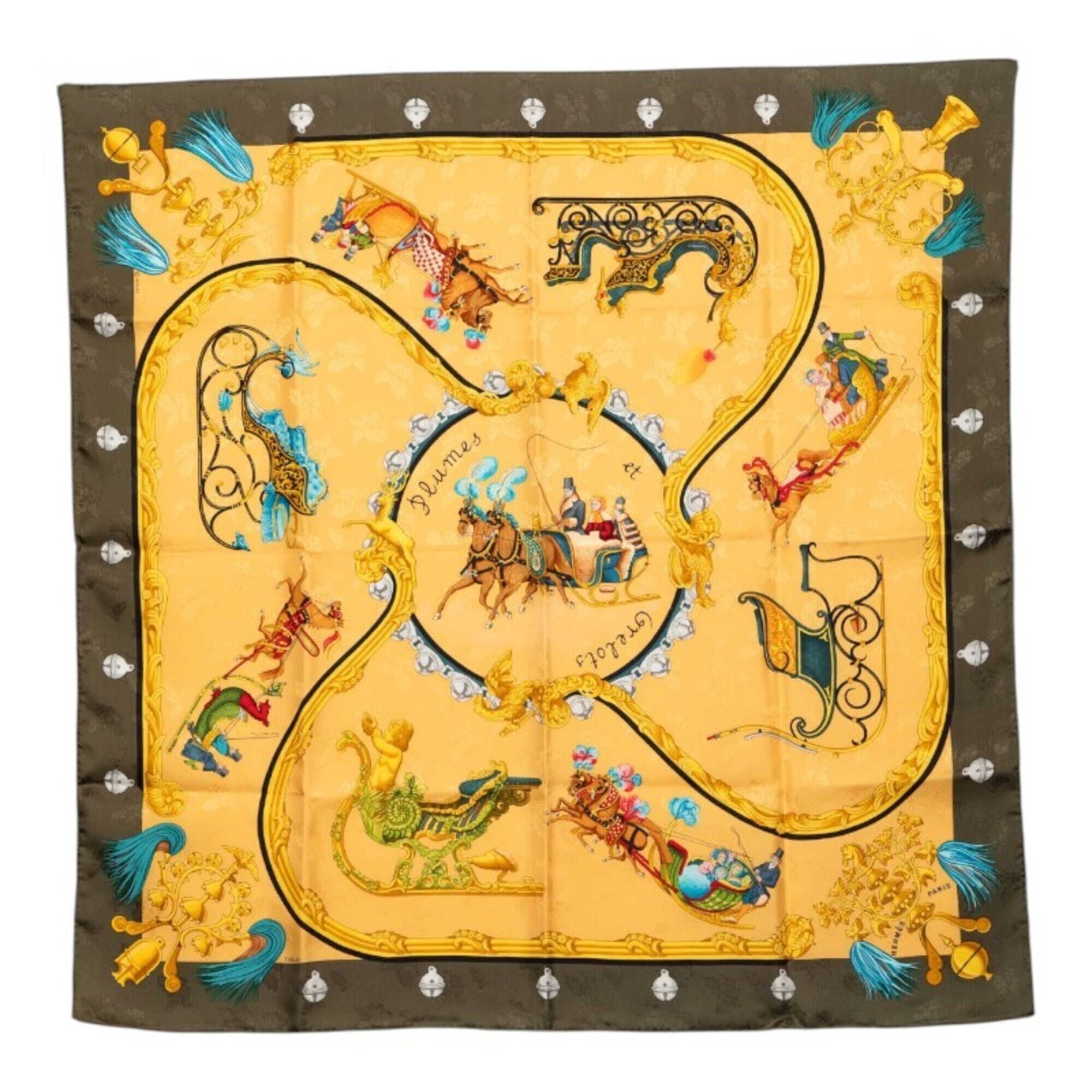 Hermes Authentic Green Silk Scarf Hermes Authentic Green Silk Scarf